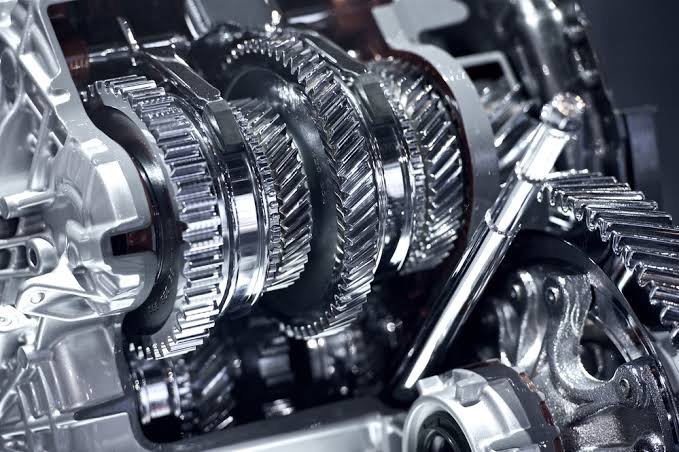 Cutaway view of an automatic transmission showing internal gears and shafts
